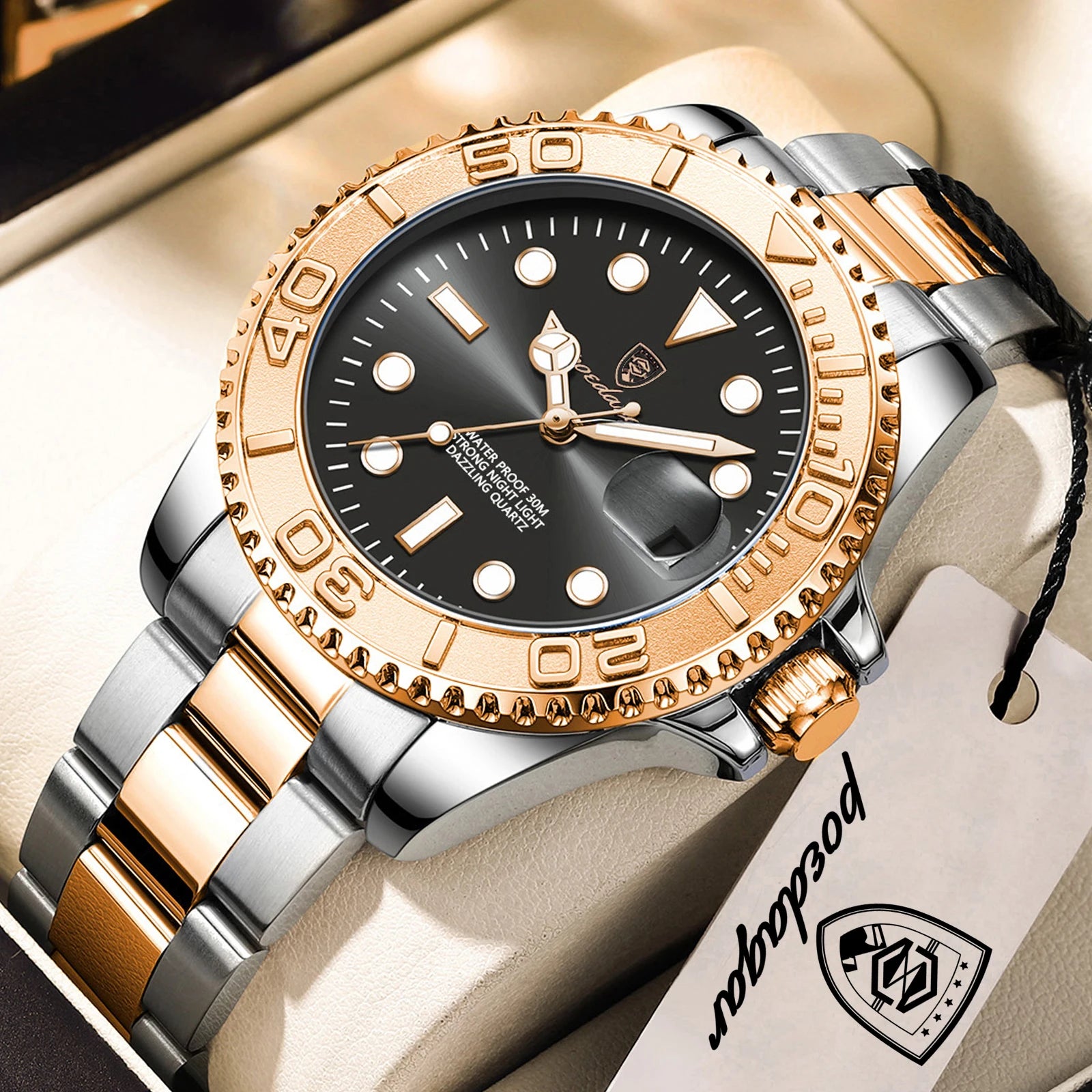 POEDAGAR Top Luxury Male Watch Waterproof Luminous Date Men Watch Stainless Steel Male Clock Sport Fashion Men's Quartz Watches